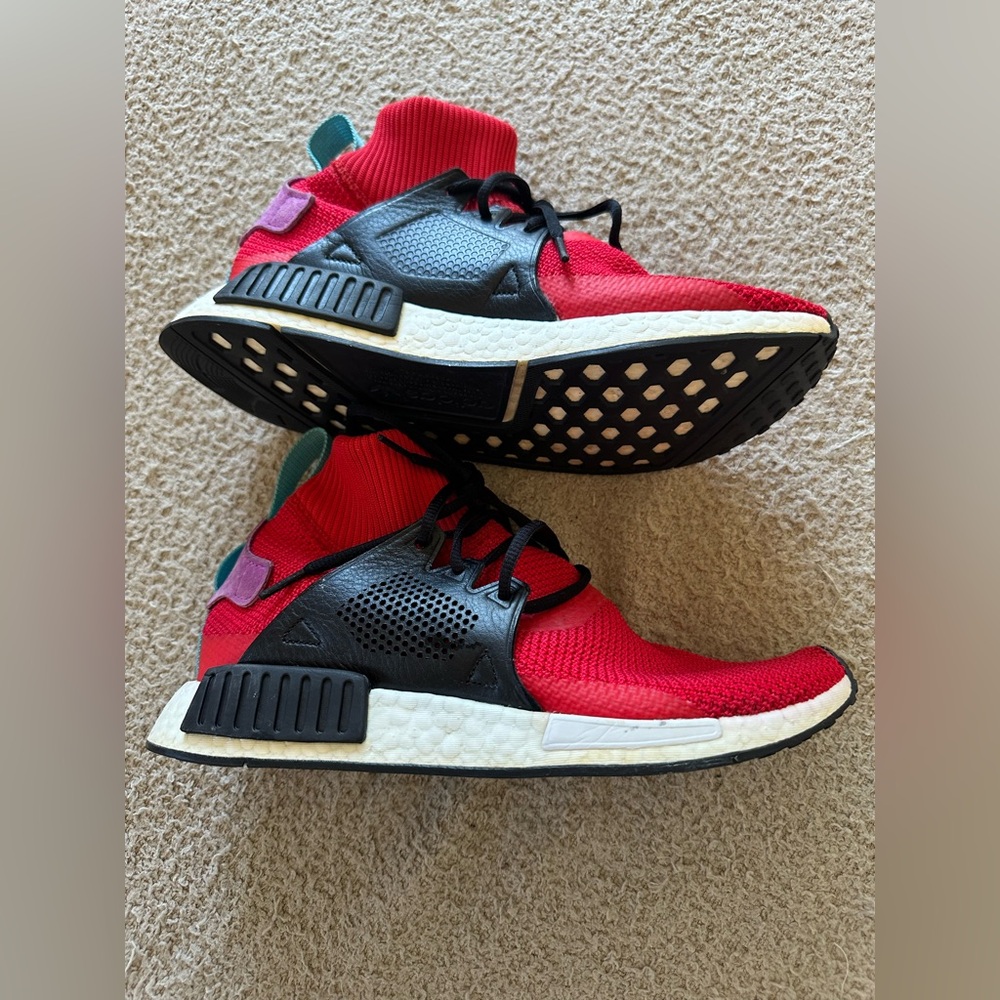 Adidas NMD XR1 Winter Scarlet Red Black Knitted Sock Athletic Running Sneakers - Picture 3 of 12